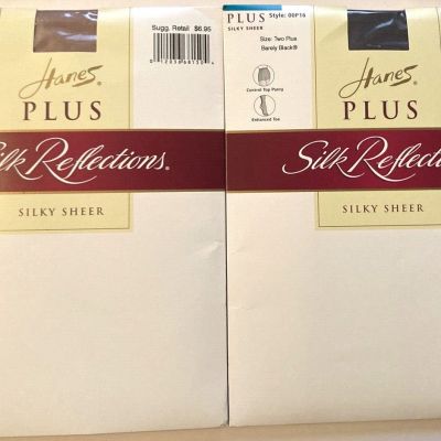 Hanes PLUS Silk Reflections Silky Sheer 2 Pair Different Colors Sz Two Plus PH23